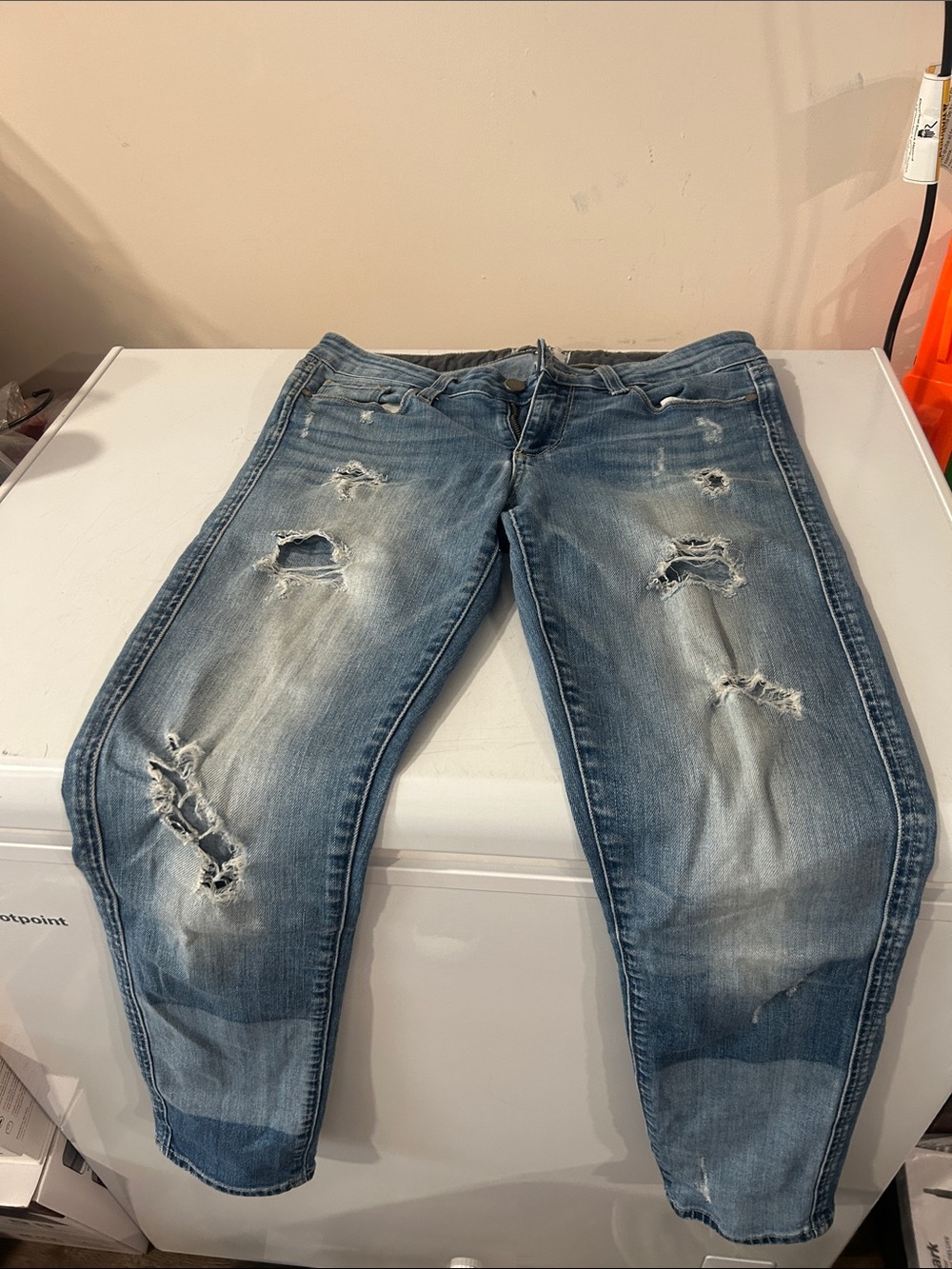 PAIGE Distressed Light Blue Skinny Jeans